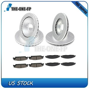 brake disc rotor �t�����g +���A�u���[�L���[�^�[�Z���~�b�N�p�b�h�L���f���b�NCTS 2003-2007�p�h�����X���b�g Front + Rear Brake Rotors Ceramic Pads Drill Slot For Cadillac CTS 2003 - 2007