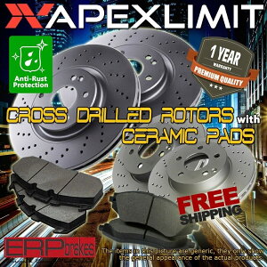 brake disc rotor 2004�N����2005�N�̃����Z�f�X�x���cE320 RWD W/ R-SOLID��F+R�N���X�h�������[�^�[�ƃp�b�h F+R Cross Drilled Rotors & Pads for 2004-2005 Mercedes Benz E320 RWD w/ R-Solid�y���s�A���i�z