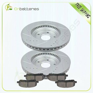 brake disc rotor 2001�N�̃t�����g�h�����u���[�L���[�^�[��4�̃��^���b�N�u���[�L�p�b�h07�g���^�n�C�����_�[ 2 Front Drill Brake Rotors & 4 Metallic Brake Pads For 2001 07 Toyota Highlander�y���s�A���i�z