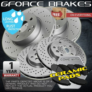 brake disc rotor 2007N2013Ñ}c_3}Y_Xs[hF+RNXh[^[ƃZ~bNpbh F+R Cross Drilled Rotors & Ceramic Pads for 2007-2013 Mazda 3 Mazdaspeed