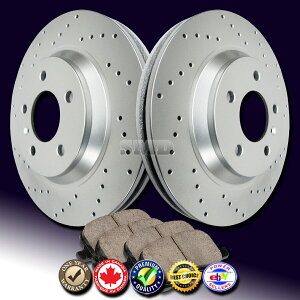 brake disc rotor Z0772 FIT 2006 2007�N���C�X���[�p�V�t�B�J�t�����g�h�����u���[�L���[�^�[�Z���~�b�N�p�b�h Z0772 FIT 2006 2007 Chrysler Pacifica FRONT Drilled Brake Rotors Ceramic Pads