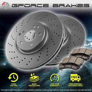brake disc rotor 2007�N����2017�N��BMW X5 30SI��30I�̃t�����g2�N���X�h�������[�^�[��4�̃Z���~�b�N�p�b�h Front 2 Cross Drilled Rotors & 4 Ceramic Pads for 2007 - 2017 BMW X5 30si & 30i�y���s�A���i�z