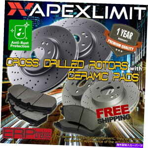 brake disc rotor 2011-2015 RAM 1500 w/ 5���O��F+R�N���X�h�������[�^�[�ƃZ���~�b�N�p�b�h F+R Cross Drilled Rotors & Ceramic Pads for 2011-2015 Ram 1500 w/ 5 Lugs�y���s�A���i�z