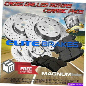 brake disc rotor 2004�N����2007�N��Ford E-350�V���O�����A�z�C�[���̃t�����g+���A�h�������[�^�[�ƃG���~�b�N�p�b�h Front+Rear Drill Rotors & eramic Pads for 2004-2007 Ford E-350 Single Rear Wheel�y���s�A���i�z