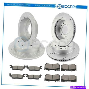 brake disc rotor Hummer H3 2006-2010�t�����g����у��A�u���[�L���[�^�[�ƃ��^���b�N�p�b�h�̃X���b�g For Hummer H3 2006 - 2010 Front And Rear Brake Rotors & Metallic Pads Slotted�y���s�A���i�z