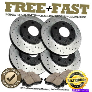 brake disc rotor H0818�t�����g+���A�u���b�N�h�����u���[�L���[�^�[�p�b�h2000 2001 Lexus ES300 H0818 FRONT+REAR BLACK Drill Brake Rotors Pads FOR 2000 2001 Lexus ES300�y���s�A���i�z