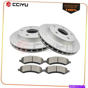 brake disc rotor �O�H���C�_�[�̂��߂̃h�����t�����g�u���[�L���[�^�[�ƃZ���~�b�N�u���[�L�p�b�h2006-2009 Drilled Front Brake Rotors & Ceramic Brake Pads For Mitsubishi Raider 2006-2009