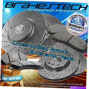 brake disc rotor 2016�N�̃g���^�c���h����F+R�N���X�h�������[�^�[�ƃZ���~�b�N�p�b�h F+R Cross Drilled Rotors & Ceramic Pads for 2016 Toyota Tundra�y���s�A���i�z