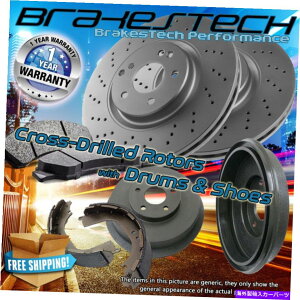 brake disc rotor 2008N2012ÑtH[hGXP[ṽtgh[^[ƃpbhƃAhƌC Front Drilled Rotors & Pads and Rear Drums & Shoes for 2008-2012 Ford Escape