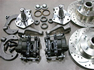 brake disc rotor �}�X�^���OII�t�����g11 �h�����X���b�g�V�{���[���[�^�[�f�B�X�N�u���[�L�L�b�g2�h���b�v�X�s���h�� MUSTANG II FRONT 11 DRILLED SLOTTED CHEVY ROTORS DISC BRAKE KIT 2 DROP SPINDLE