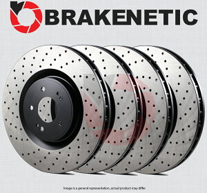 brake disc rotor Centric 128.22011r [FRONT + REAR] BRAKENETIC PREMIUM Cross DRILLED Brake Disc Rotors BPRS72037�y���s�A���i�z
