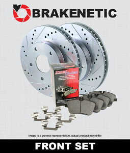 brake disc rotor STOPTECH SPORT DRILLILD ��1�s�[�X���A13-17 WRX STI�X���b�g FRONT BRAKENETIC SPORT Drill Slot Brake Disc Rotors + POSI QUIET Pads BSK76412�y���s�A���i�z