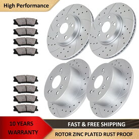 brake disc rotor パワーパワー - フロントフロントドリル、スロットおよび亜鉛ブレーキローターブレーキローターペア最大 Drilled Front Brake Rotors and Pads Rear Brakes for Toyota Camry AVALON ES350