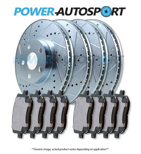 brake disc rotor 2012NÑtgu{u[L[^[ƃZ~bNu[L13 14 15~jN[p[ (FRONT + REAR) POWER DRILLED SLOTTED PLATED BRAKE ROTORS + CERAMIC PADS 95725PK
