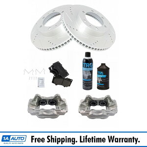brake disc rotor 128.44138L Front Posi Ceramic Brake Pad Performance Rotor & Caliper Kit w/Fluids for Toyota