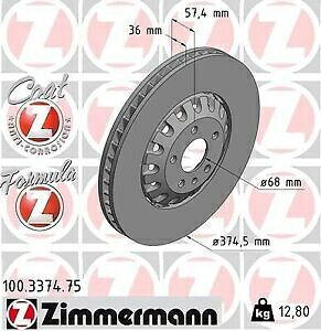 brake disc rotor ZimmermanntgfBXNu[L[^[pAEfBi100.3374.75j Zimmermann Front Disc Brake Rotor for Audi (100.3374.75)