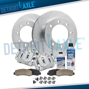 brake disc rotor �t�H�[�hF-250 F-350�X�[�p�[�f���[�e�B�p��4WD�t�����g�h�������[�^�[�ƃL�����p�[�u���[�L�p�b�h 4WD Front Drilled Rotors & Calipers Brake Pads for Ford F-250 F-350 Super Duty�y���s�A���i�z
