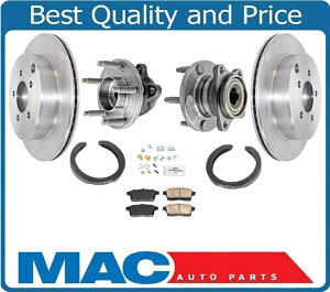 brake disc rotor ZfXC216 W221 R230 Rear Rotors Pads Hub Bearings for 07-10 All Wheel Drive Ford Edge AWD 07-10 7pc