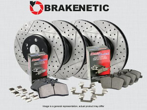 brake disc rotor [�t�����g +���A] Brakenetic Premium SlottedBrake�f�B�X�N���[�^�[BPRS69674 [F&R] BRAKENETIC PREMIUM Drill Slot Brake Rotors + POSI Ceramic Pads BPK85836�y���s�A���i�z