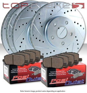 brake disc rotor Brakenetic Premiumrs (F&R) TOPBRAKES Drill Slot Brake Rotors + Ceramic Pads TBP106003�y���s�A���i�z