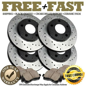 brake disc rotor [tg +A] Brakenetic Premium Cross Drilled Brake Discortors BPRS70974 H0894 FRONT+REAR BLACK Drill Brake Rotor Pads FOR 2009 2010 2011 2012 SENTRA SER
