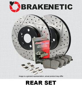 brake disc rotor ���A�u���C�N�l�e�B�b�N�v���~�A���h�����X���b�g�u���[�L���[�^�[+POSI�Â��ȃZ���~�b�N�p�b�hBPK83926 REAR BRAKENETIC PREMIUM Drill Slot Brake Rotors+POSI QUIET CERAMIC Pads BPK83926�y���s�A���i