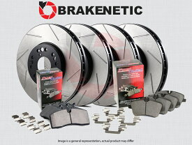 brake disc rotor [F＆R] Brakenetic Premium Slotted Brake Rotors + Posi静かなセラミックパッドBPK93194 [F&R] BRAKENETIC PREMIUM SLOTTED Brake Rotors + POSI QUIET Ceramic Pads BPK93194