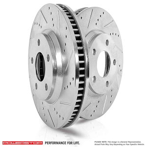 brake disc rotor �p���[�X�g�b�vEBR1606XPR�p���[�X�g�b�v�h�����h���X���b�g�u���[�L���[�^�[�t�����gC300 Power Stop EBR1606XPR Power Stop Drilled & Slotted Brake Rotor for Front C300