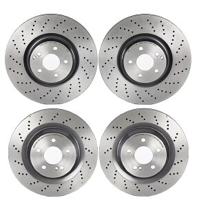 brake disc rotor MB R230 SL55 AMG�p�̃u�����{�t�����g�ƃ��A�R�[�e�B���O�h�����h�u���[�L�f�B�X�N���[�^�[�L�b�g Brembo Front and Rear Coated Drilled Brake Disc Rotors Kit for MB R230 SL55 AMG�y���s�A���i�z