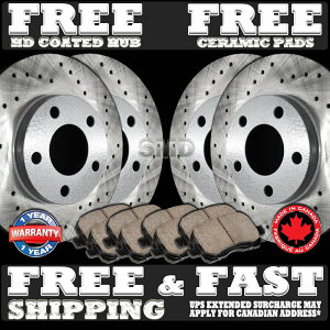 brake disc rotor P0297 FIT 2000 2001 2002�W���K�[S�^�C�v�N���X�h�����u���[�L���[�^�[�Z���~�b�N�p�b�h P0297 FIT 2000 2001 2002 Jaguar S Type Cross Drilled Brake Rotors Ceramic Pads�y���s�A���i�z