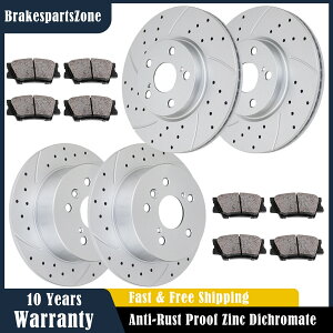 brake disc rotor Lexus ES350 ES300H 296mm�t�����g281mm���A�h�����u���[�L���[�^�[�p�b�h�L�b�g�ɓK���Ă��܂� Fit for Lexus ES350 ES300H 296mm Front 281mm Rear Drilled Brake Rotors Pads Kit�y���s�A���i�z