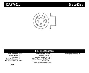 brake disc rotor STOPTECH 127.67062L STOPTECH SPORT ROTOR FITS 03-08 RAM 2500 RAM 3500 StopTech 127.67062L StopTech Sport Rotor Fits 03-08 Ram 2500 Ram 3500�y���s�A���i�z