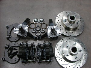 brake disc rotor �}�X�^���OII 2�t�����g11 �h�����V�{���[���[�^�[�A�b�v�O���[�h�f�B�X�N�u���[�L�L�b�g�X�g�b�N�X�s���h�� Mustang II 2 Front 11 Drilled Chevy Rotor Upgrade Disc Brake Kit Stock Spindle�y���s�A