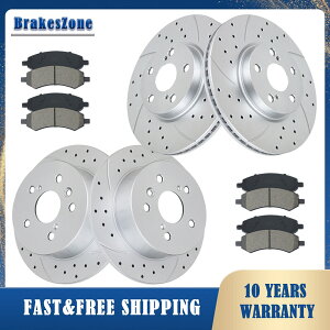 brake disc rotor 296mmtg281mmAfBXN[^[pbh̓g^ɂ҂̃AohXbg 296mm Front 281mm Rear Disc Rotors Pads Fit for Toyota Avalon Drilled Slotted