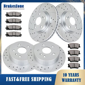 brake disc rotor �g���^�A�o����2013-2018 296mm�t�����g281mm���A�u���[�L���[�^�[�ƃp�b�h�L�b�g�ɓK���Ă��܂� Fit for Toyota Avalon 2013-2018 296mm Front 281mm Rear Brake Rotors and Pads Kit�y���s�A���i�z