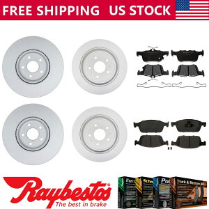 brake disc rotor フィット2017-2019フォードエスケープフロントリアキットコーティングローターセラミックパッド - レイベスト Fits 2017-2019 Ford Escape Front Rear Kit Coated Rotors Ceramic Pads - Raybestos