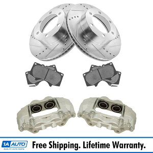 brake disc rotor �t�����g�p�t�H�[�}���X�h�����ƃX���b�g�t���u���[�L���[�^�[��POSI�Z���~�b�N�p�b�h���L�����p�[�L�b�g Front Performance Drilled & Slotted Brake Rotor & Posi Ceramic Pad & Caliper Kit