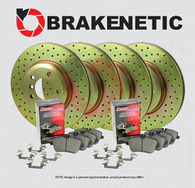 brake disc rotor [F＆R] Brakenetic Sport Drilled Brake Rotors + Posi静かなセラミックパッドBSK93410 [F&R] BRAKENETIC SPORT DRILLED Brake Rotors + POSI QUIET CERAMIC Pads BSK93410