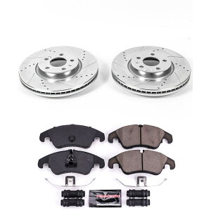 brake disc rotor K6133 PowerStop 2zC[Zbgu[LfBXNƃpbhLbg̃tgAEfBA4 Quattro A6 K6133 Powerstop 2-Wheel Set Brake Disc and Pad Kits Front for Audi A4 Quattro A6