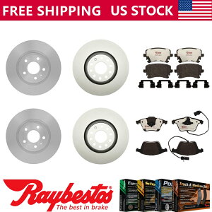 brake disc rotor tBbg2009AEfBA4tgAR[eBOu[L[^[ƃnCubhu[Lpbh - CxXg Fit 2009 Audi A4 Front Rear Coated Brake Rotors & Hybrid Brake Pads - Raybestos