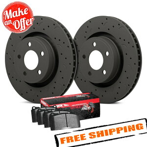 brake disc rotor HAWK TALON HPS 5.0�h�����ƃX���b�g�t���t�����g�u���[�L�L�b�g94-04�t�H�[�h�}�X�^���O Hawk Talon HPS 5.0 Drilled & Slotted Front Brake Kit for 94-04 Ford Mustang
