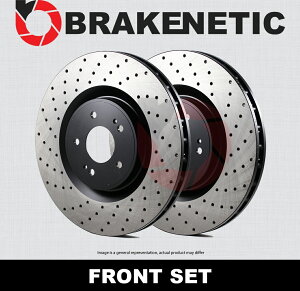 brake disc rotor [tgZbg] Brakenetic Premium Cross Drilled Brake Disc Rotors BNP33118.CD [FRONT SET] BRAKENETIC PREMIUM Cross DRILLED Brake Disc Rotors BNP33118.CD