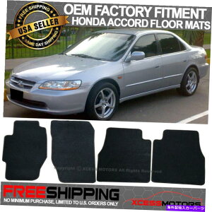 CO GAp[c tBbg98-02z_AR[hOEtBbggtA}bgJ[ybgtgAiCubN Fits 98-02 Honda Accord OE Fitment Floor Mats Carpet Front & Rear Nylon Black
