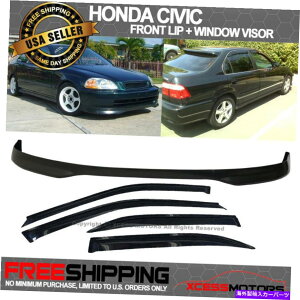 CO GAp[c tBbg96-98z_VrbN4DR T-R PPtgop[bv +TEBhEoCU[ Fits 96-98 Honda Civic 4Dr T-R PP Front Bumper Lip + Sun Window Visor