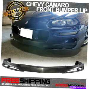 �C�O�� �G�A���p�[�c �t�B�b�g98-02�V�{���[�J�}���|���t�����g�o���p�[���b�v�X�|�C���[v�X�^�C�����h���u���b�NPU Fits 98-02 Chevy Camaro Poly Front Bumper Lip Spoiler V-Style Unpainted Black PU