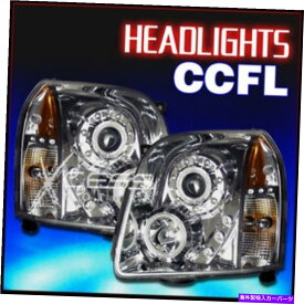 海外製 エアロパーツ フィット07-10 GMCユーコンCCFLハロークロムプロジェクタークリアヘッドライト＆アンバー（偽のLED） Fit 07-10 GMC Yukon CCFL Halo Chrome Projector Clear Headlight & Amber(Fake LED)