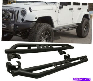 CO GAp[c tBbg07-18W[vO[ubNTChXebvnerfo[jO{[hyA Fits 07-18 Jeep Wrangler Black Side Steps Nerf Bars Running Board Pair
