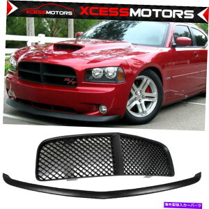 CO GAp[c 06-10_bW[dtgop[bv +hubNbVOO Fits 06-10 Dodge Charger Front Bumper Lip + Unpainted Black Mesh Grille Grill