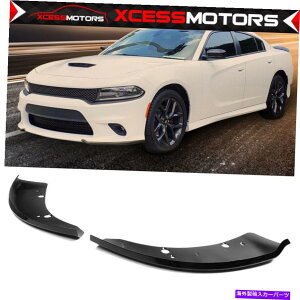 CO GAp[c tBbg15-22_bW[dSRTXLbgOXubNtgop[bvveN^[yA Fits 15-22 Dodge Charger SRT Scat Gloss Black Front Bumper Lip Protector Pair