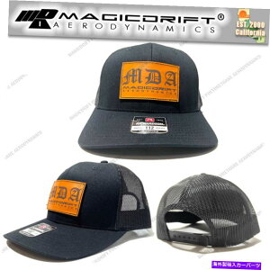 CO GAp[c }WbNhtg͂MDAubNXibvobNgbNgbNnbgLbvU[pb` Magic Drift Aerodynamics MDA Black Snapback Trucker Hat Cap Leather Patched